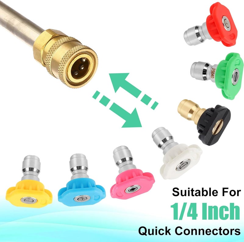 Rindion 9-Pack Pressure Washer Tips, 4000 PSI-5000 PSI Multiple Degrees Pressure Washer Spray Nozzle Power Washer Nozzle Tips for 1/4 Inch Quick Connect - Image 5